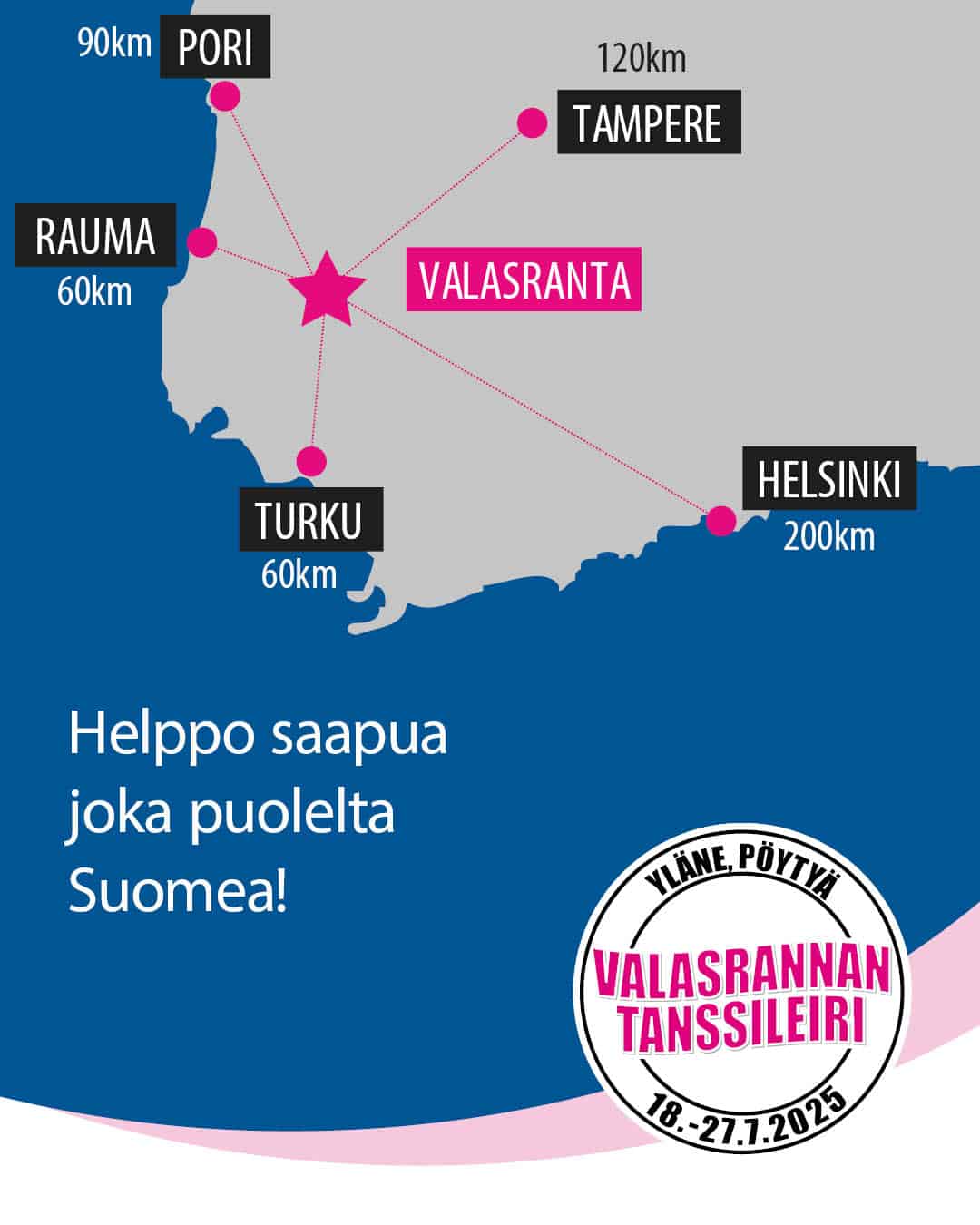 Valasrantaan on helppo saapua